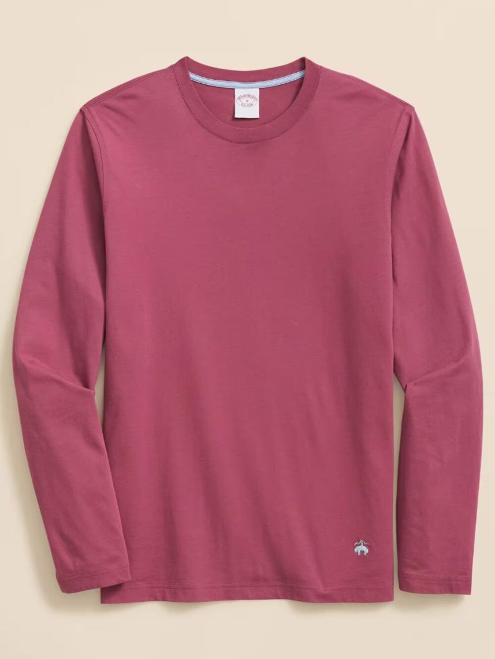 BRAND NEW Brooks Brothers Magenta Cotton Long-Sleeve Logo T-Shirt in Medium